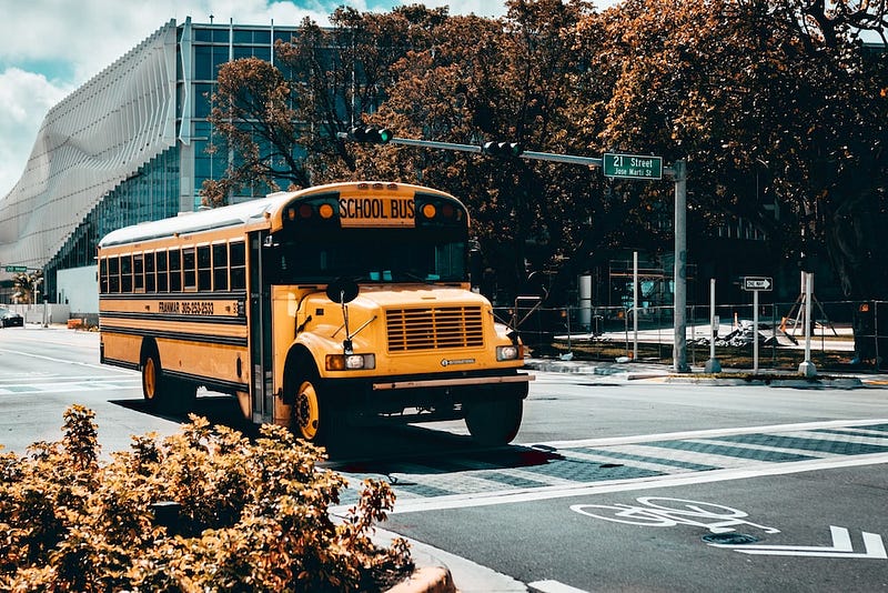 Nostalgic school bus interior