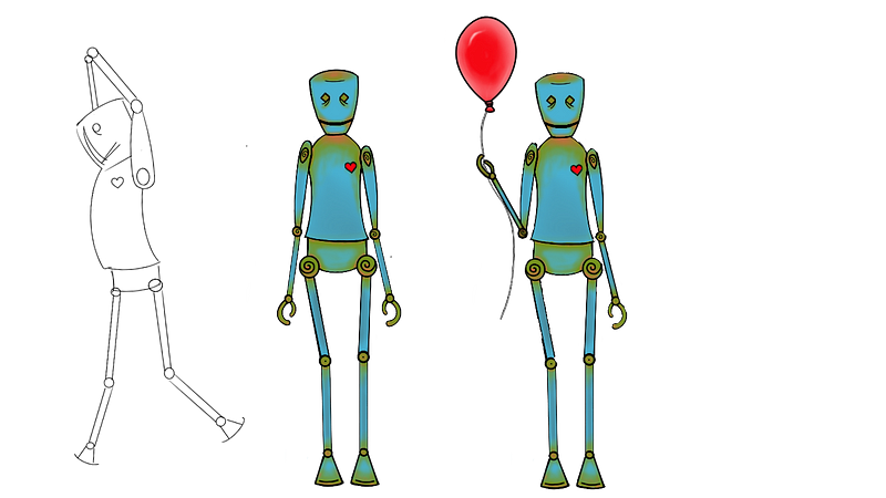 Artwork of RoBoBuddy, the pansexual robot.