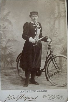 Angeline Allen cycling in trousers