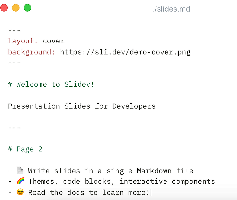 Slidev - Create presentations with Markdown