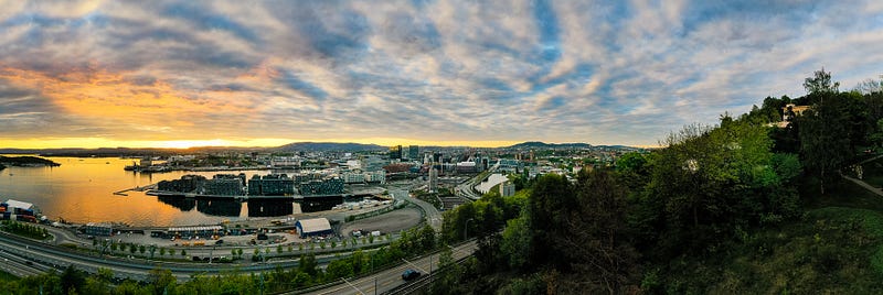 Nighttime view of Ekeberg Skulpturpark, Oslo