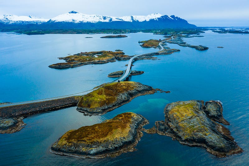 Aerial perspective of Atlanterhavsveien, Norway