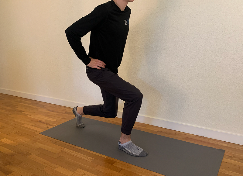 Split-squat calf raise for knee support