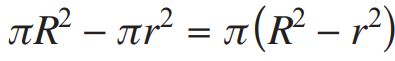 Mathematical expression for the area difference