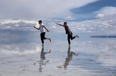 The mirror effect on Bolivia's salt flats