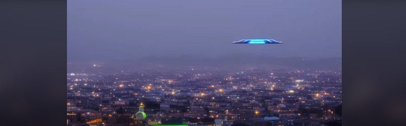 Depiction of UFOs in the sky