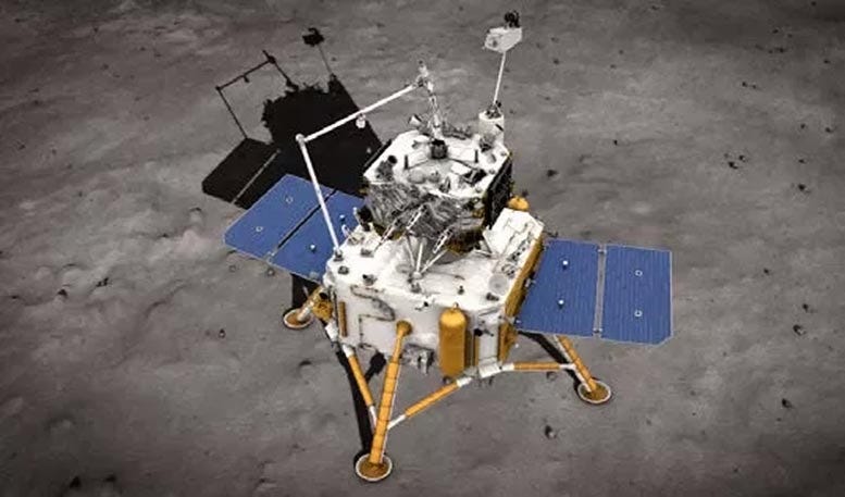 Chang'e 5 lunar lander performing surface analysis