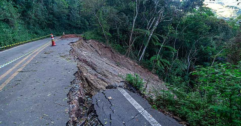 Landslide phenomenon illustration