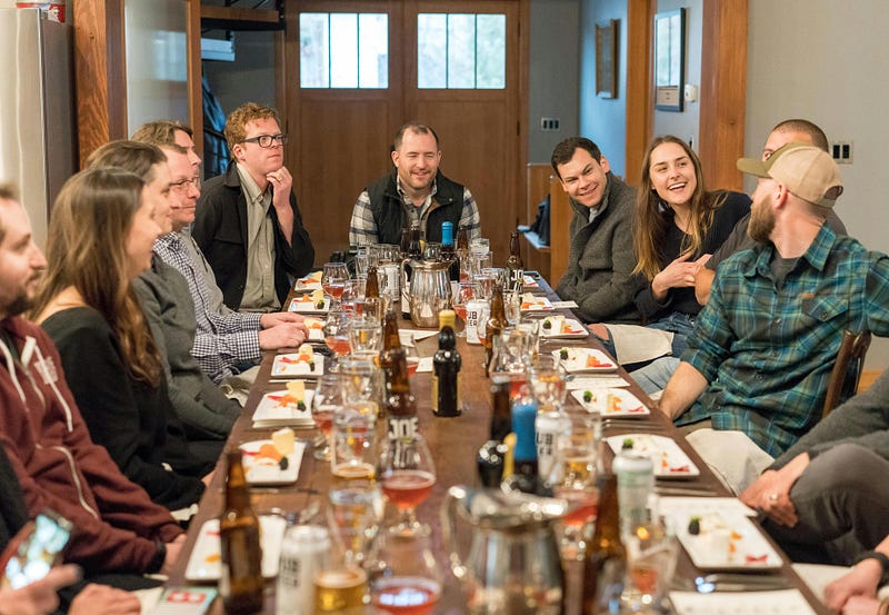 Expert panel evaluating beer aroma and flavor