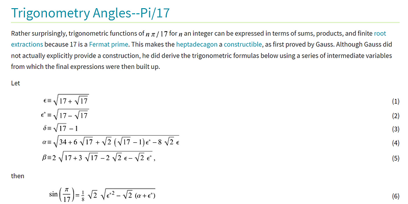 Diagram related to the construction of sin(π/17)