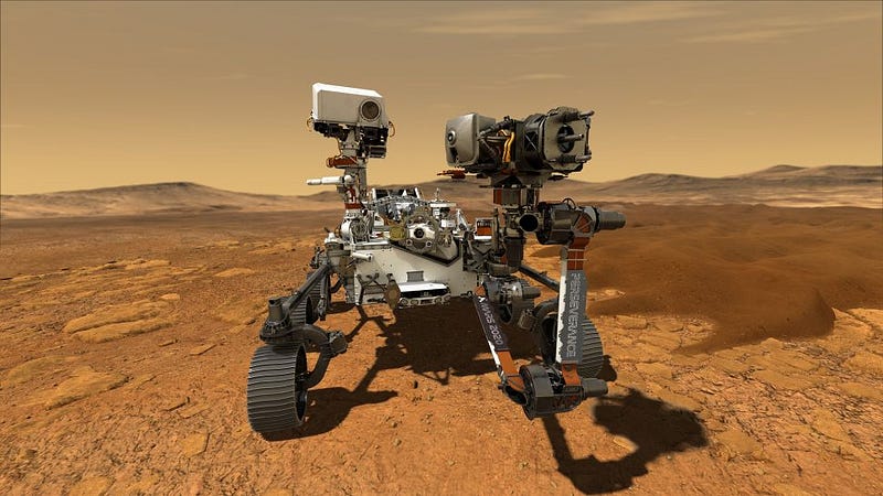 Mars Rover in action on the Martian surface