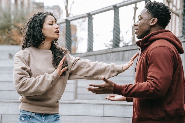 Conflict between a couple on the street