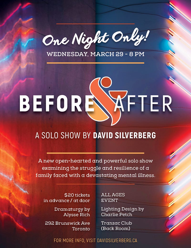 Promotional image for the solo show *Before & After*