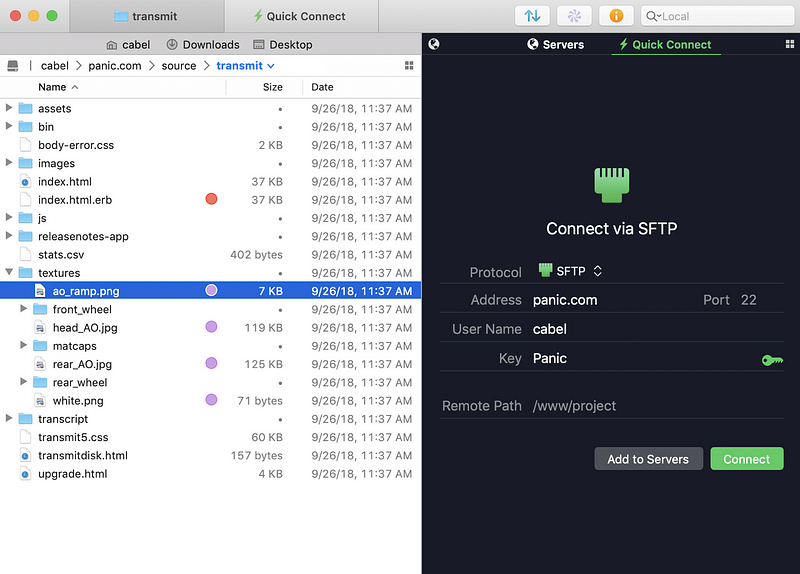 Transmit app managing file transfers and syncing