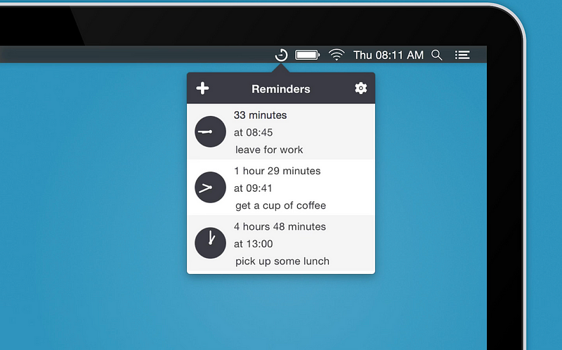 Screenshot of Gestimer showing timer setup interface