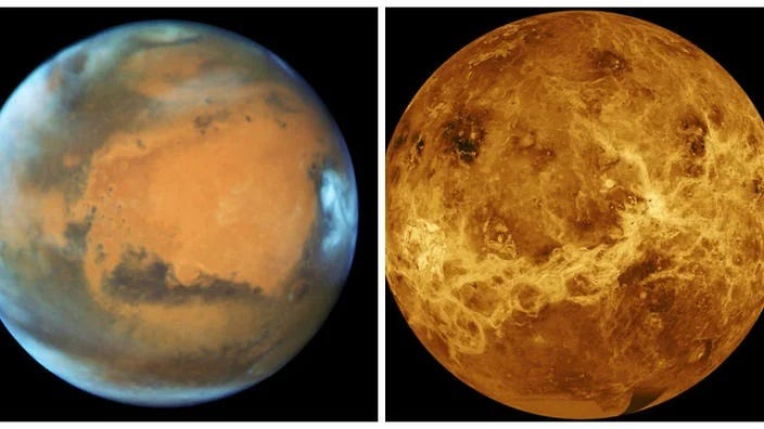 Atmospheric comparison between Mars and Venus