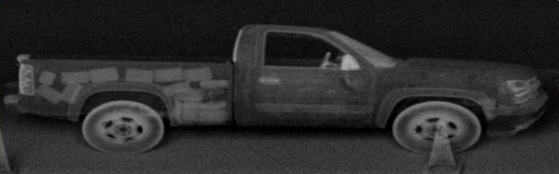 Image showing backscatter detection of concealed objects in a vehicle