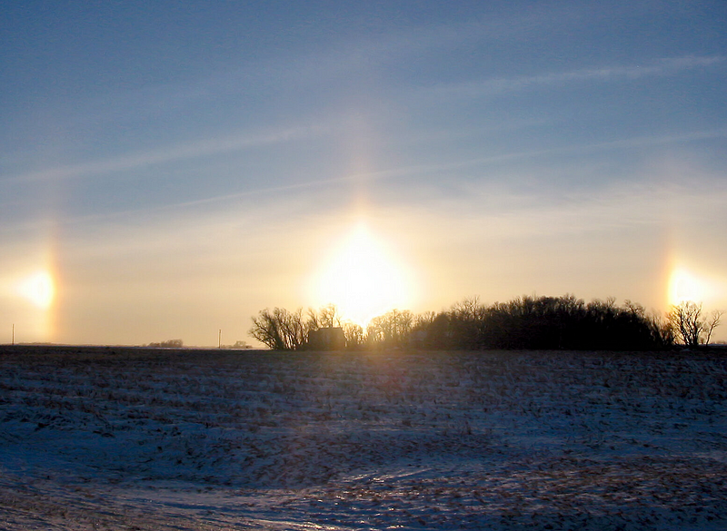 Parhelion phenomenon reflecting sunlight from ice crystals