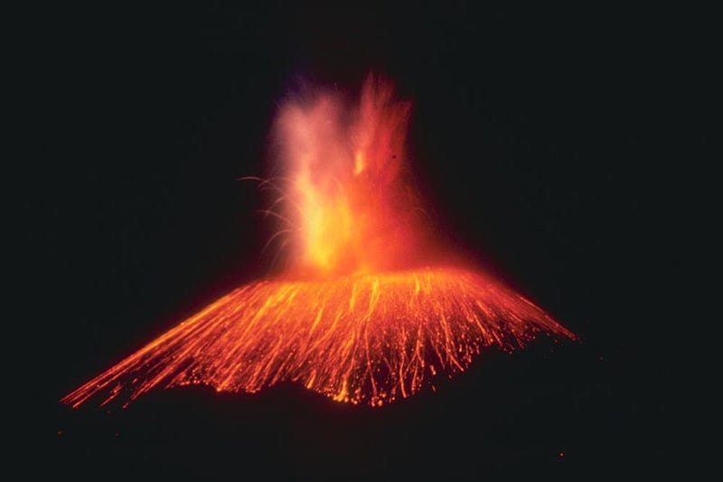 Cinder cone volcano emerging unexpectedly