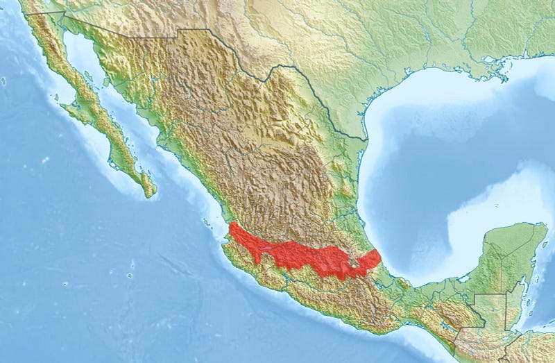 Map of the Trans-Mexican Volcanic Belt