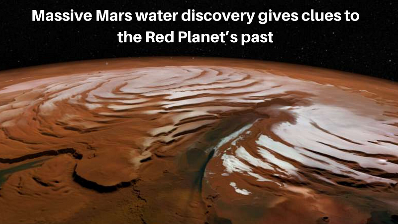 Vertical view of Mars' north polar cap highlighting ice deposits.