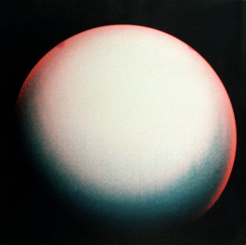 False color view of Uranus by Voyager 2