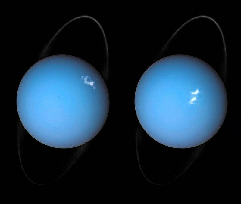 Hubble's data revealing aurorae on Uranus