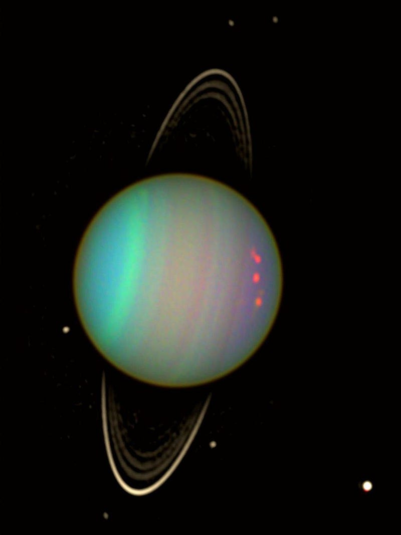 Uranus' rings and satellites in Hubble's view